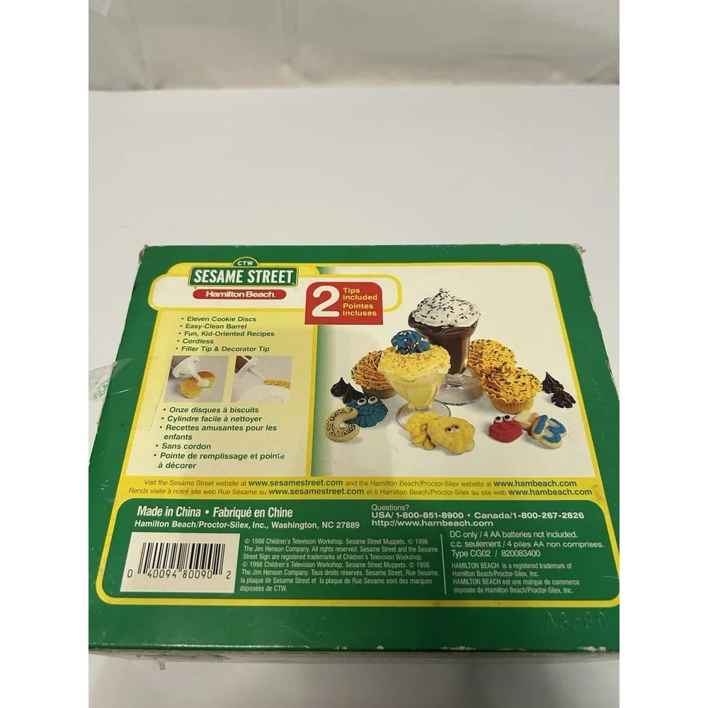 Sesame Street Cookie Monster Cookie Press Hamilton Beach Vintage In Box No Discs